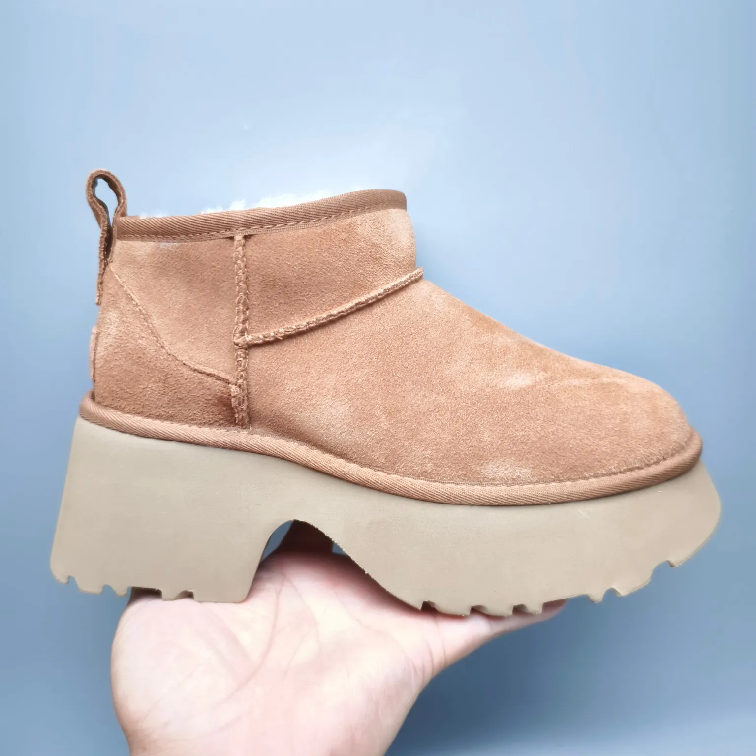 💰480 UGG sheepskin all-in-one snow boots 8311 thick-soled high-heeled fashion shoes Color: Maroon Sand Black Walnut Size: 35-40